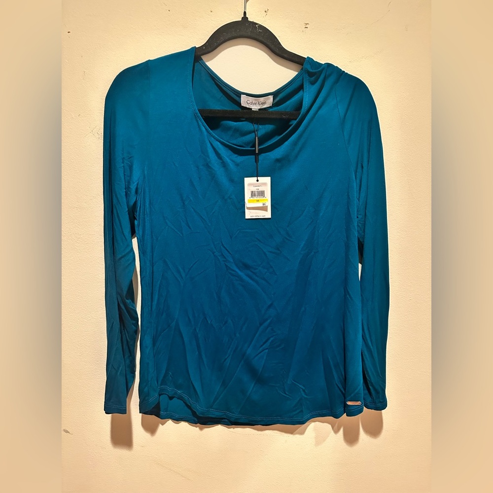 NWT Calvin Klein Green Long Sleeve Tunic Top
